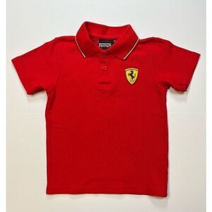 Ferrari Rosso Corsa Red Collar Polo Prancing Horse Crest Little Boys Size Medium